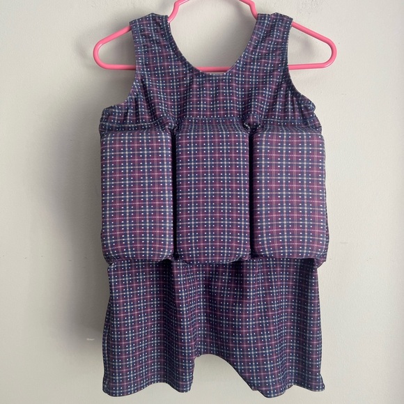 Aquam Plaid Purple Swim Suit with Built In Floaties Size 2 - Picture 1 of 3